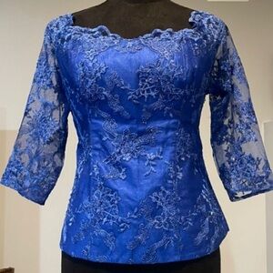 Elegant Blue Lace Women's Top

G5 0226